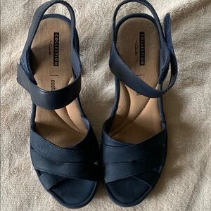 Clarks Blue Sandals with Crisscross Straps